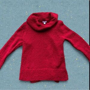 Cozy chunky red Women's cowl neck knit Sweater